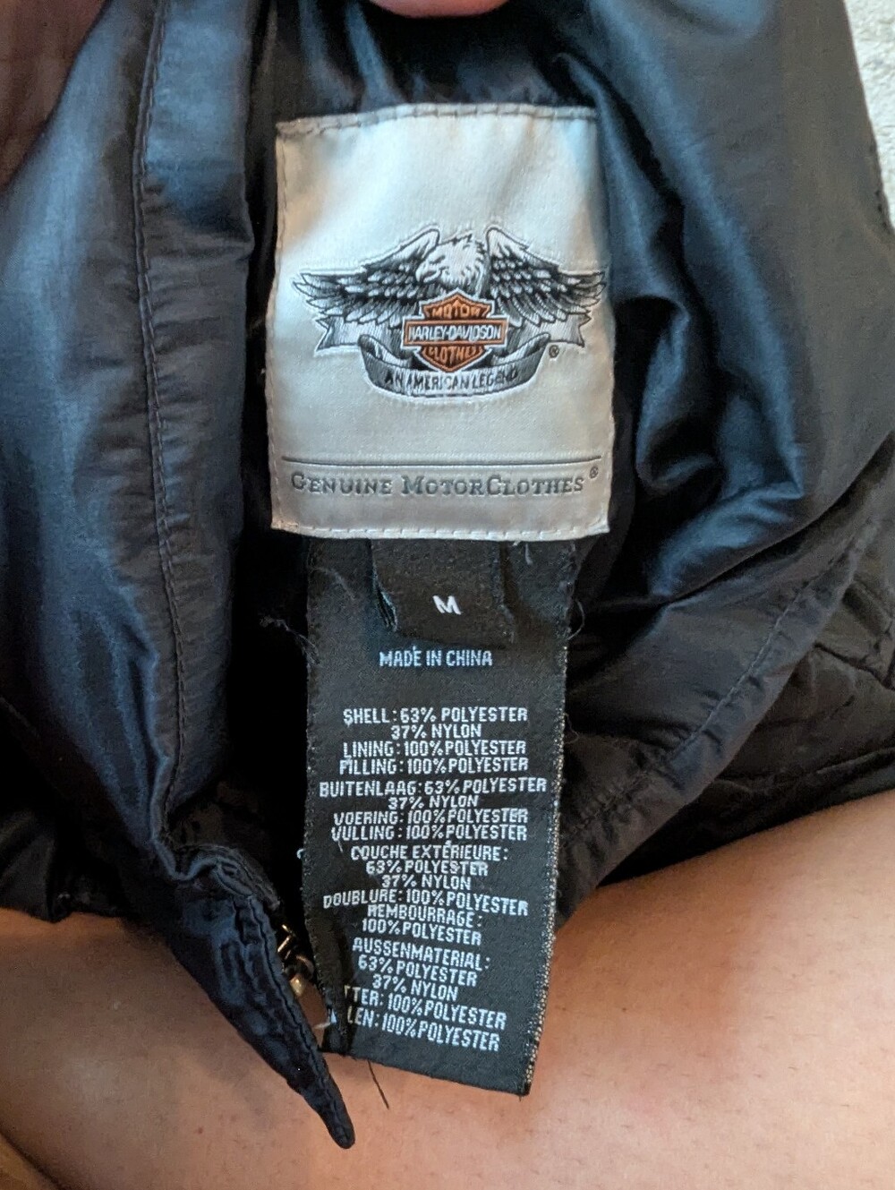 Harley-Davidson Black Quilted Puffer Jacket with Zipper Pockets - Picture 2 of 8
